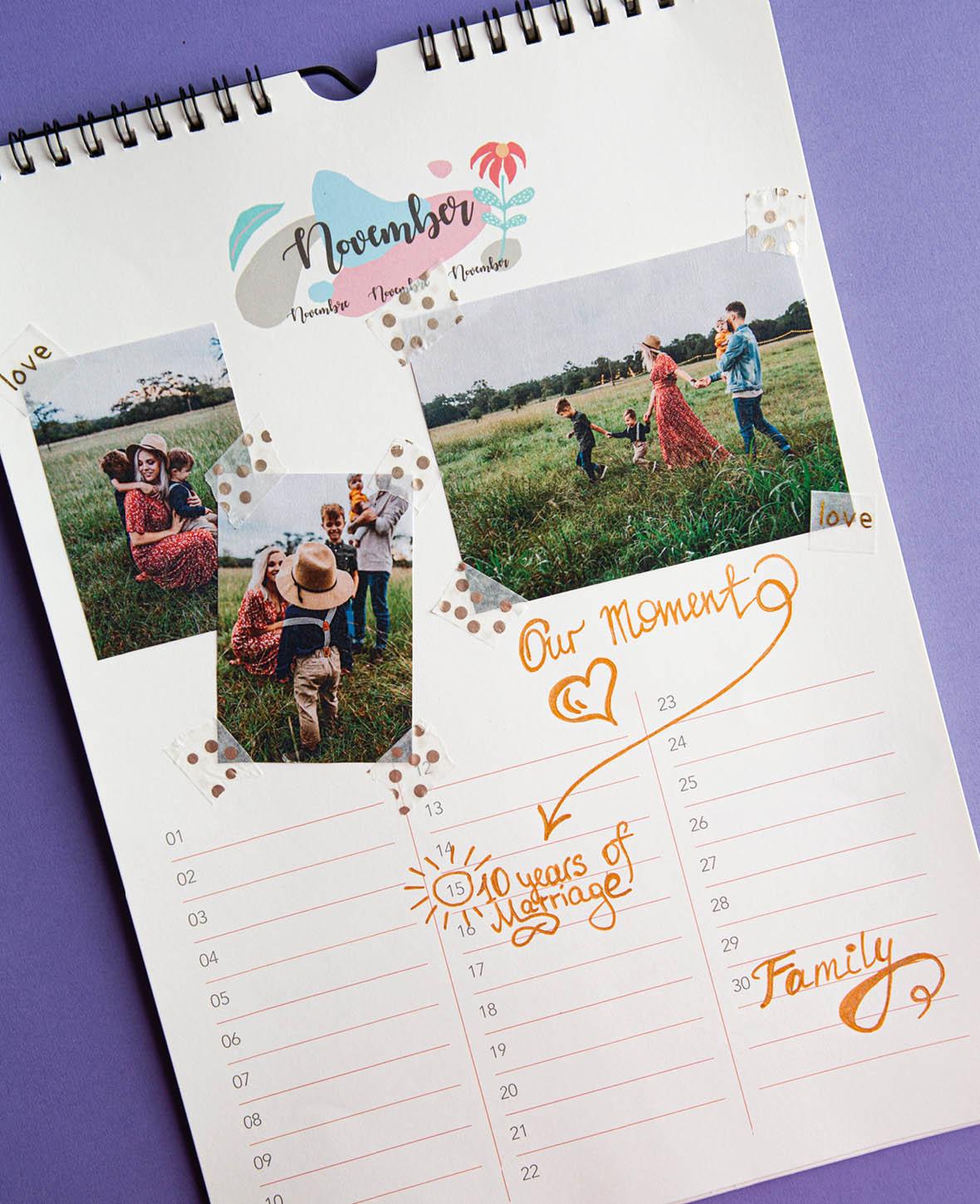 Calendar for crafting, 297 x 420 mm (A3), white, 1 pc.