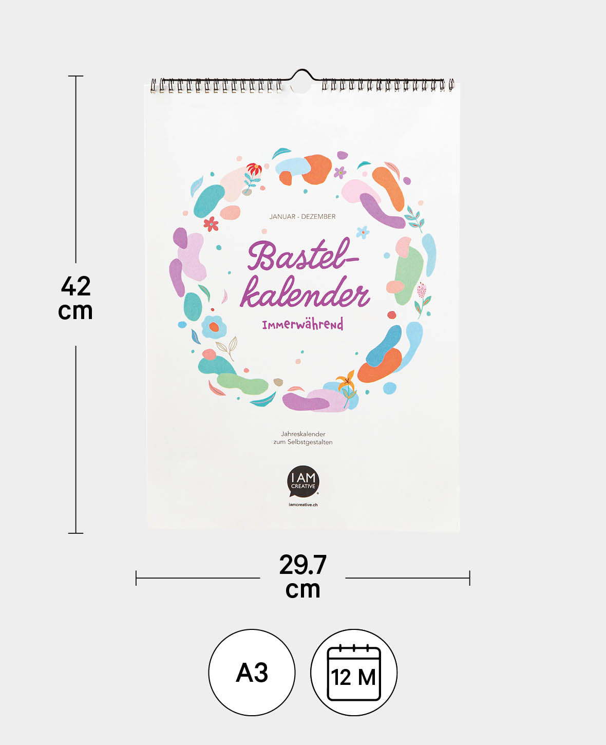 Calendar for crafting, 297 x 420 mm (A3), white, 1 pc.