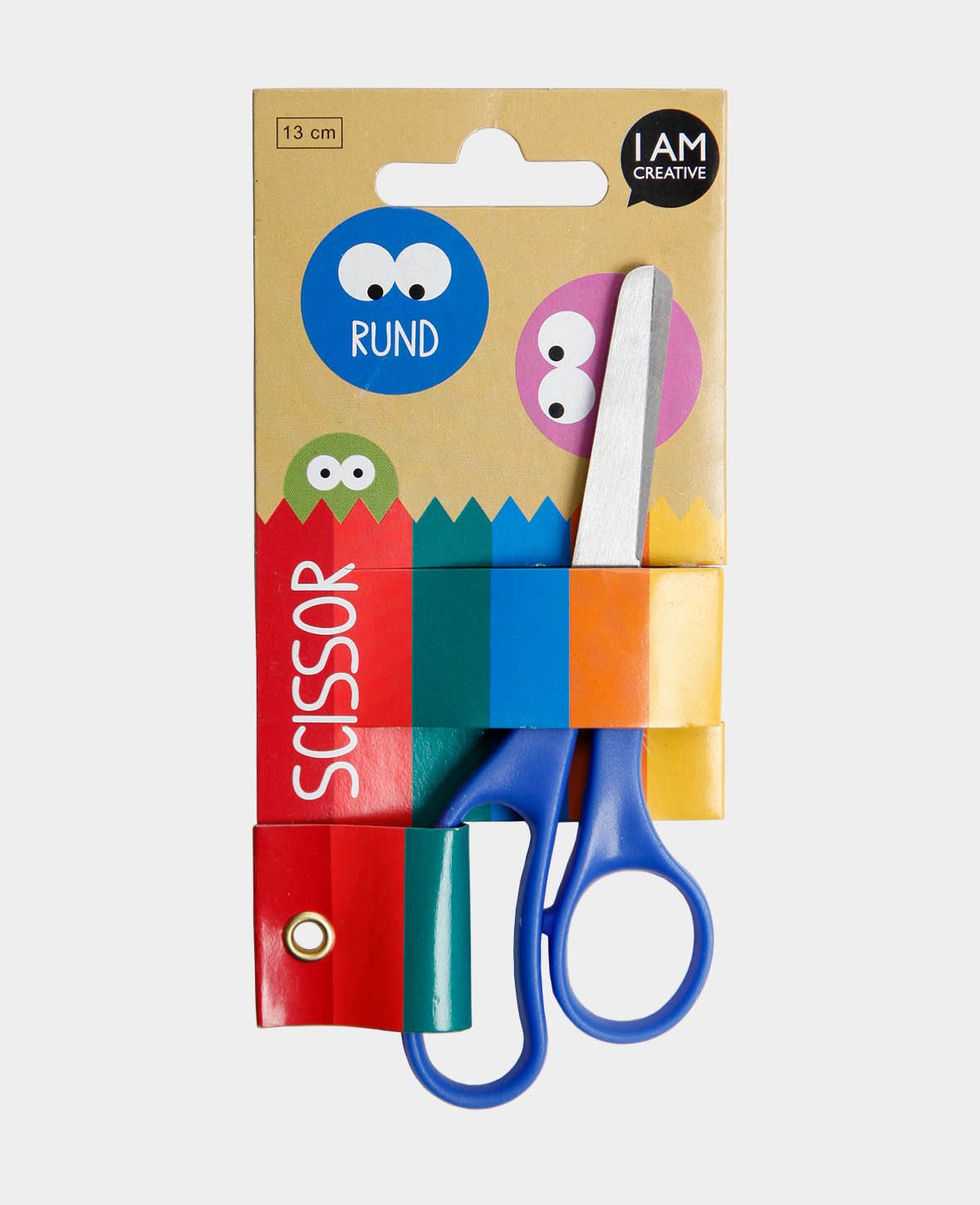 Bastelschere rund, Kinderschere für Rechts- und Linkshänder aus robustem Stahl mit ergonomischem Kunststoffgriff, Blau, 13 cm