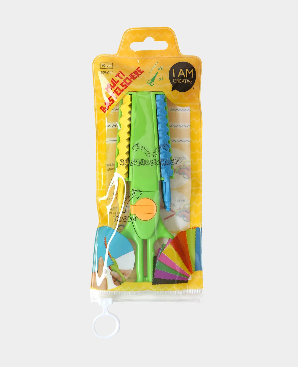 Multi Bastelschere mit 9 Konturen, Hellgrün, 16 cm