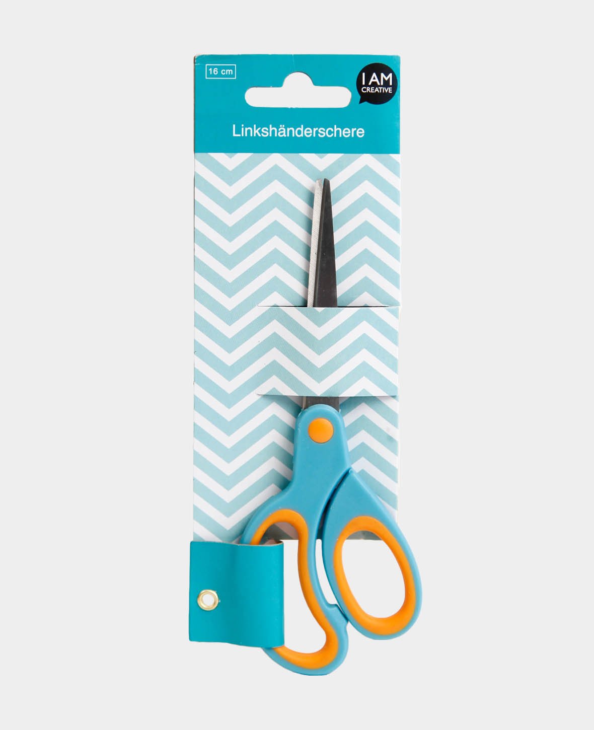 Linkshänderschere, Hellblau & Orange, 16 cm, 1 Stk.