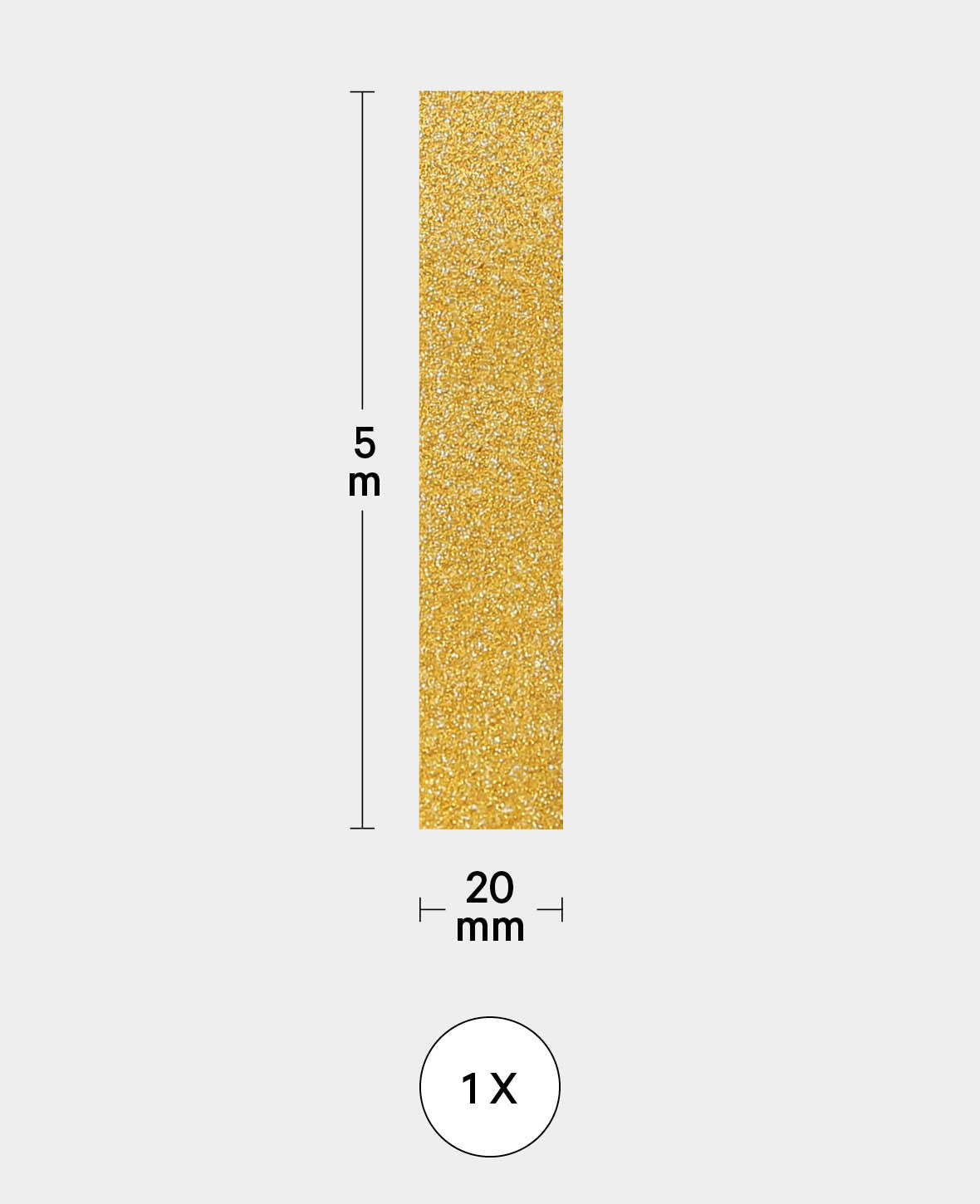 Washi Tape 20 mm x 5 m, Masking Tape, Glitter Gold