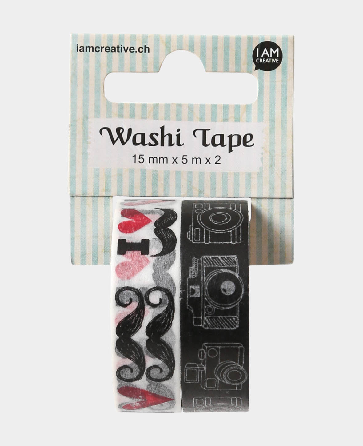 Washi Tape 15 mm x 5 m, motifs noir et blanc (lot de 2), ruban adhésif