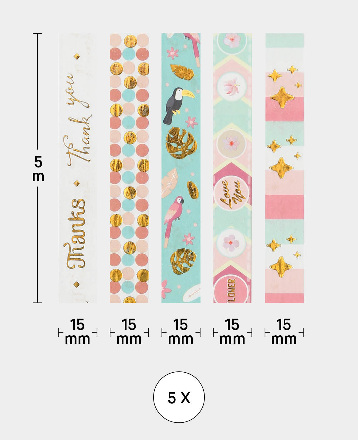Washi Tape Set 2, 5 Stk., Masking Tape