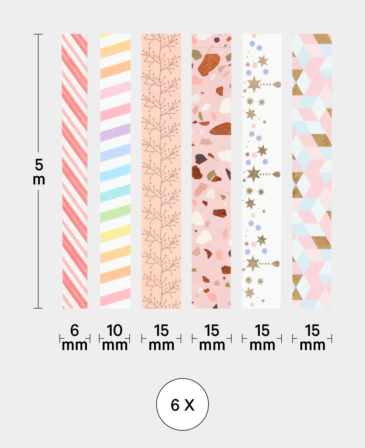 Washi Tape Set 7, 5 Stk., Masking Tape