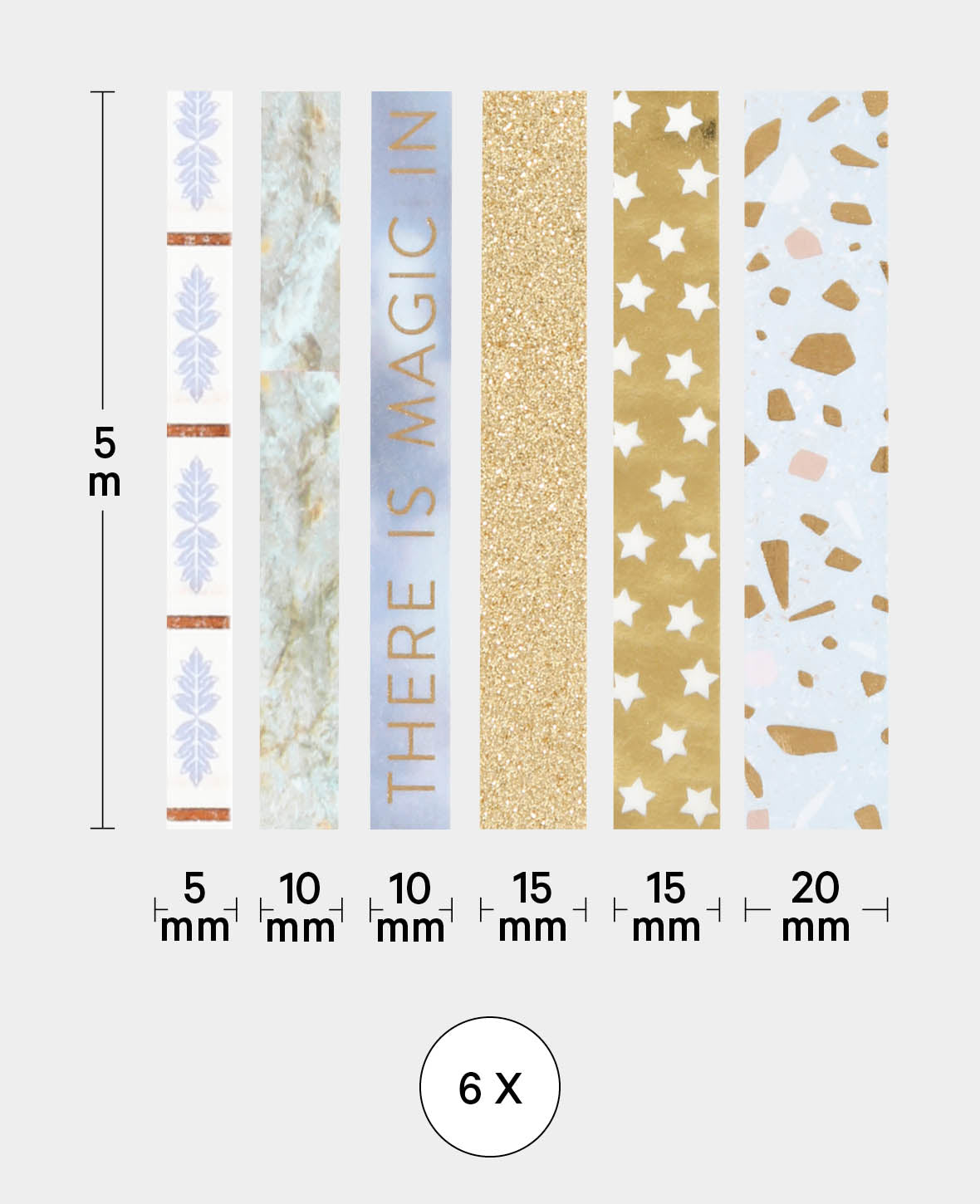 Washi Tape Set 9, 6 Stk., Masking Tape