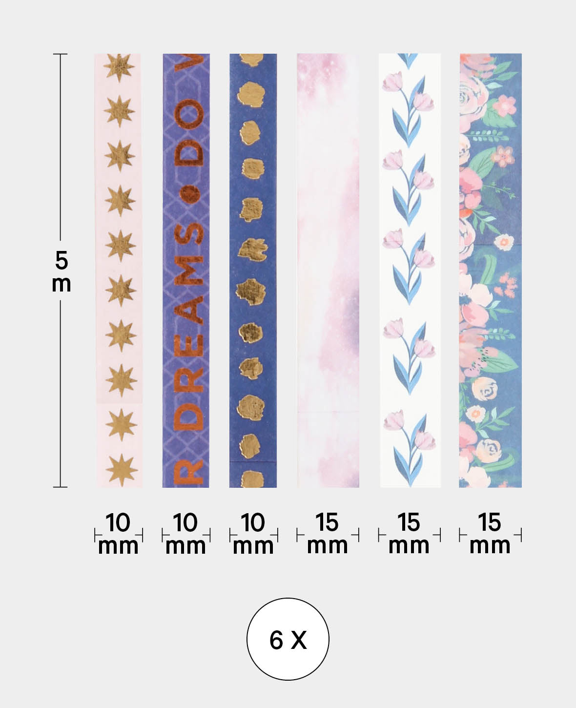 Washi Tape Set 10, 6 Stk., Masking Tape