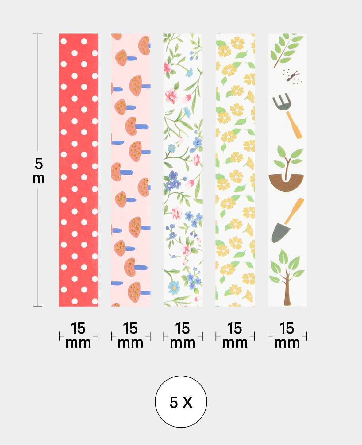 Washi Tape Set 16, 5 Stk., Masking Tape