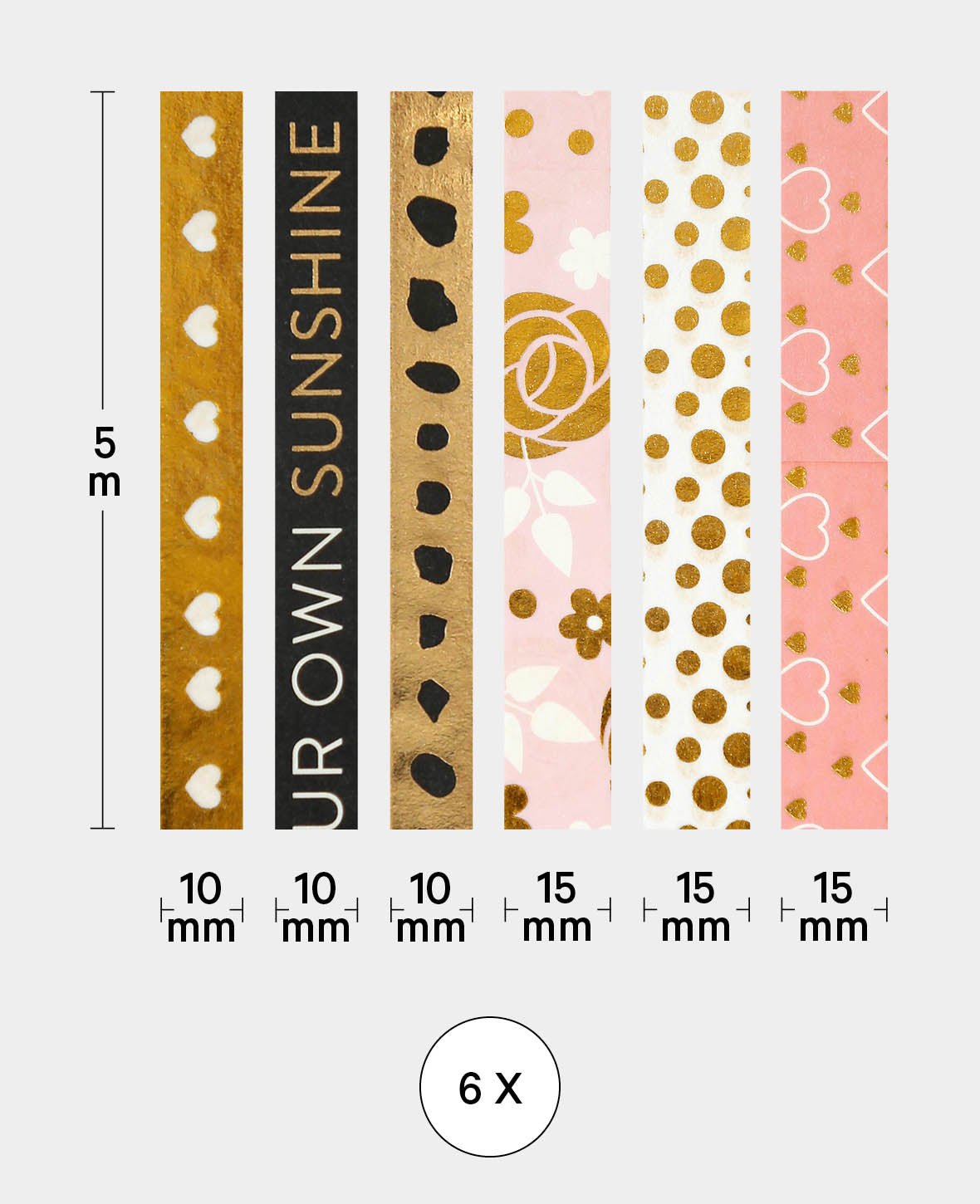 Washi Tape Set 17, 6 Stk., Masking Tape