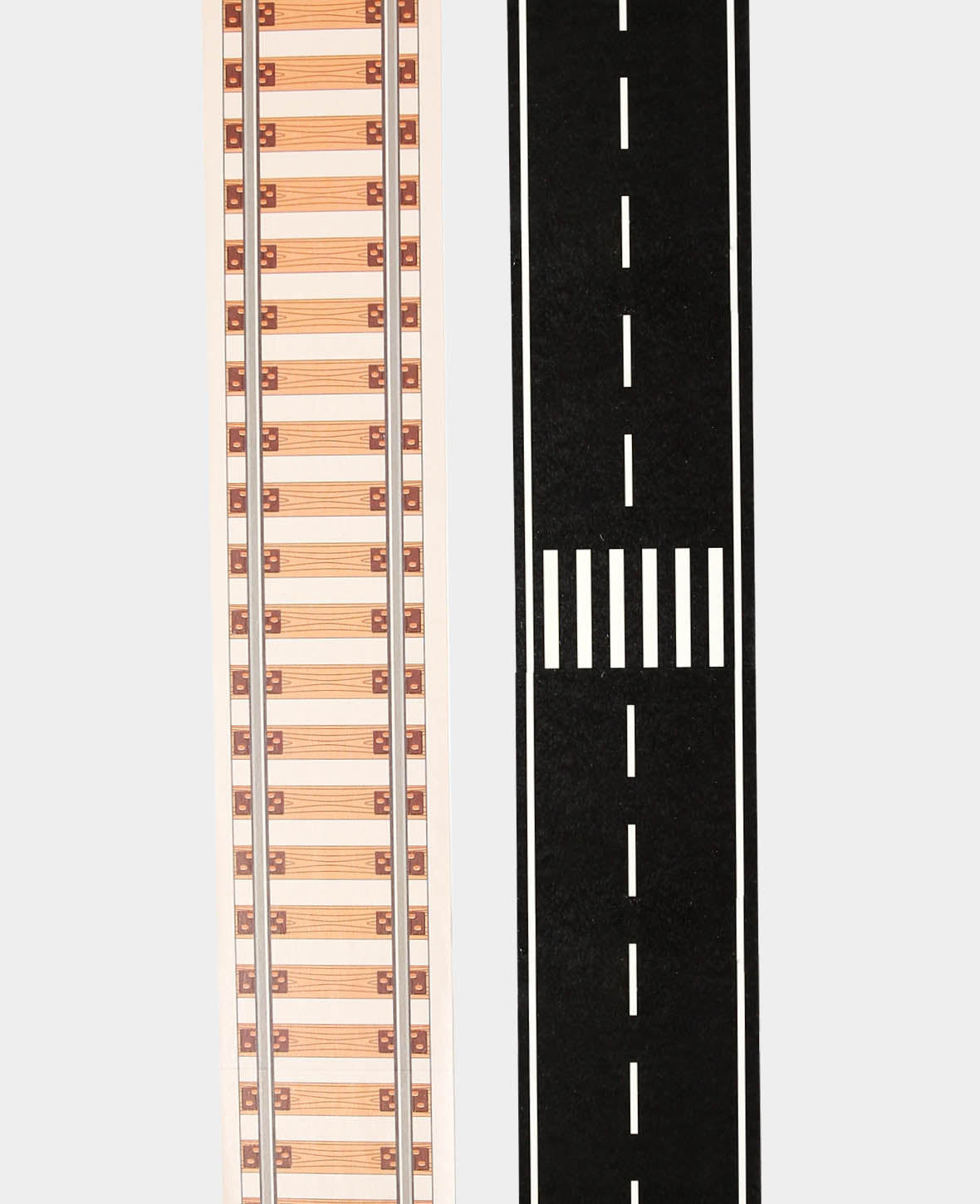 Washi Tape Set, Road & Rail, 70 mm x 5 m, 2 Stk., Masking Tape Strassen- und Eisenbahnschienenklebeband für Kinder zum Spielen