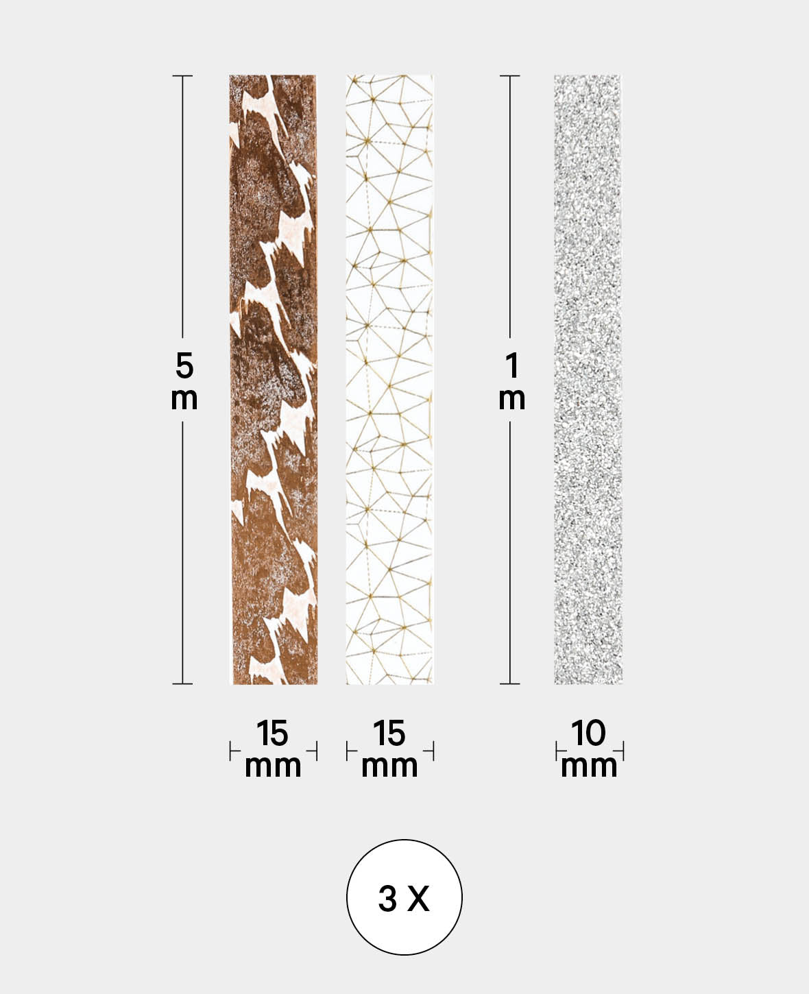 *Shimmering Washi Tape, Set III, 3 pcs
