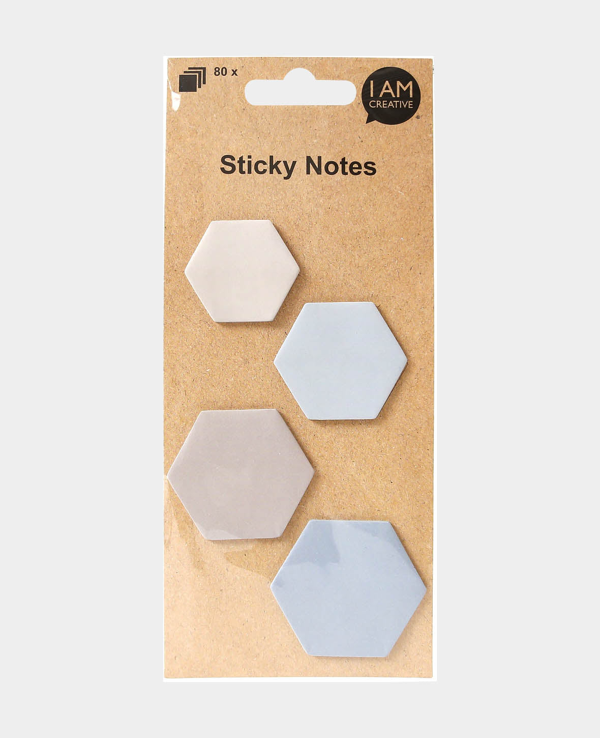 Sticky Notes Sechseck, Haftnotizen mit selbsthaftenden blanco Notizzetteln in Waben Formen, Pastell, 34, 39, 43, 46 mm, 4 Blöcke à 20 Zettel