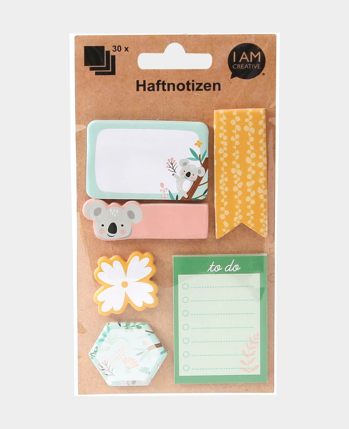 Sticky Notes Koala, Self-Stick Notes, Assorted Colors, approx. 23 x 65 mm, 6 Pads of 30 Sheets each