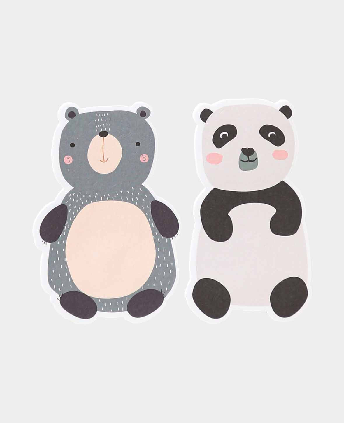 Sticky Notes, Bären, ca. 5.5 x 9.5 cm, 2 x 30 Stk., Bär und Panda Haftnotizen mit selbsthaftenden Notizzetteln, ohne Rückstände wieder ablösbar