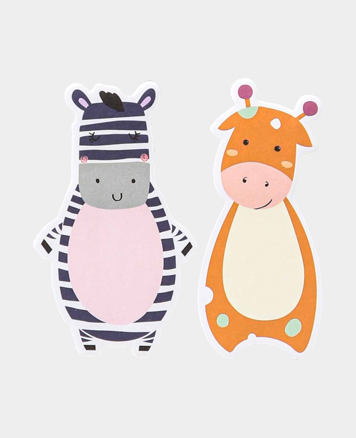 Sticky Notes, Zoo, approx. 5 x 10 cm, 2 x 30 pcs., Zebra and Giraffe sticky notes with self-adhesive memo pads, removable without residue