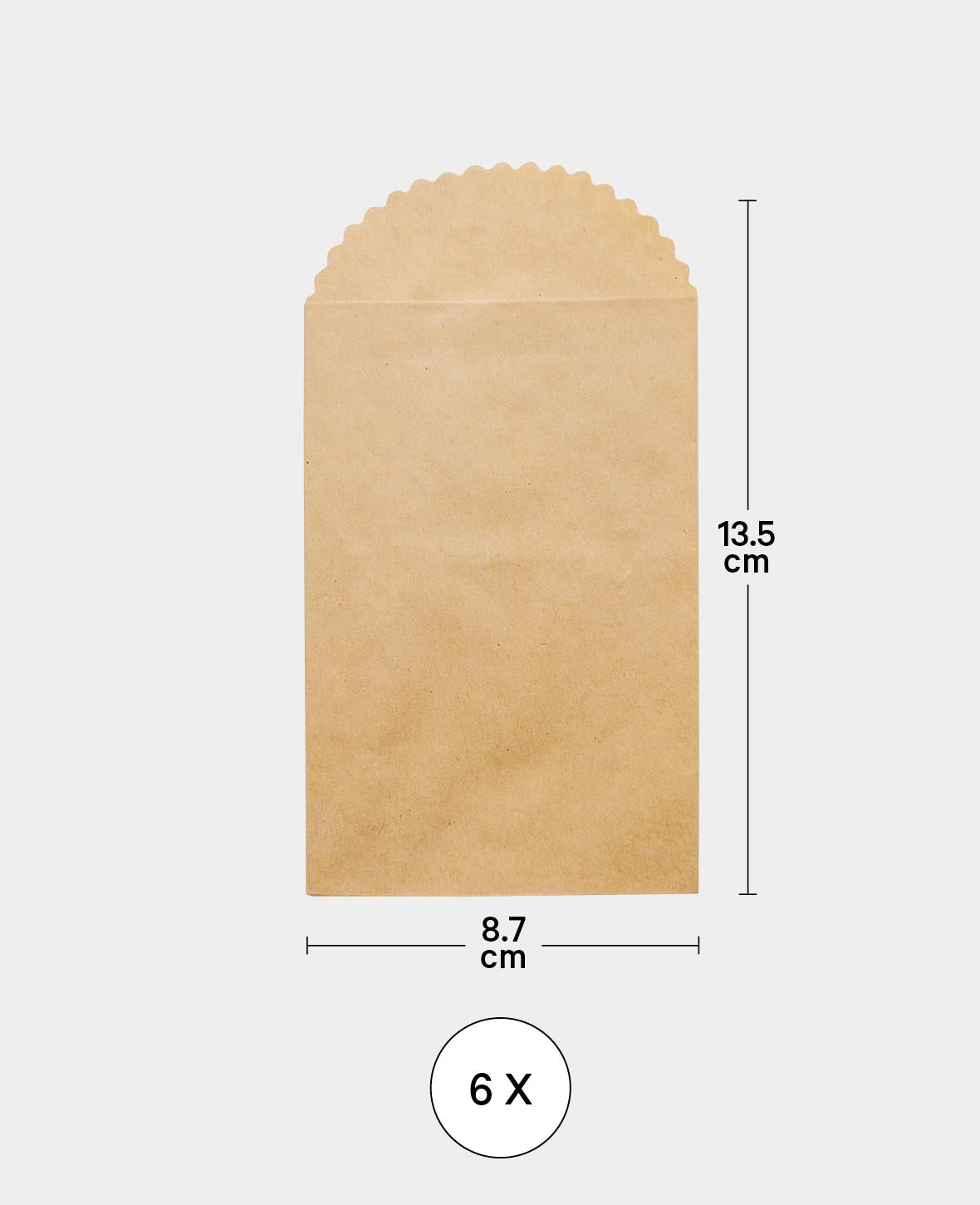 Sachets en papier, 13,5 x 8,7 cm, sacs en papier unis, marron, 6 p.