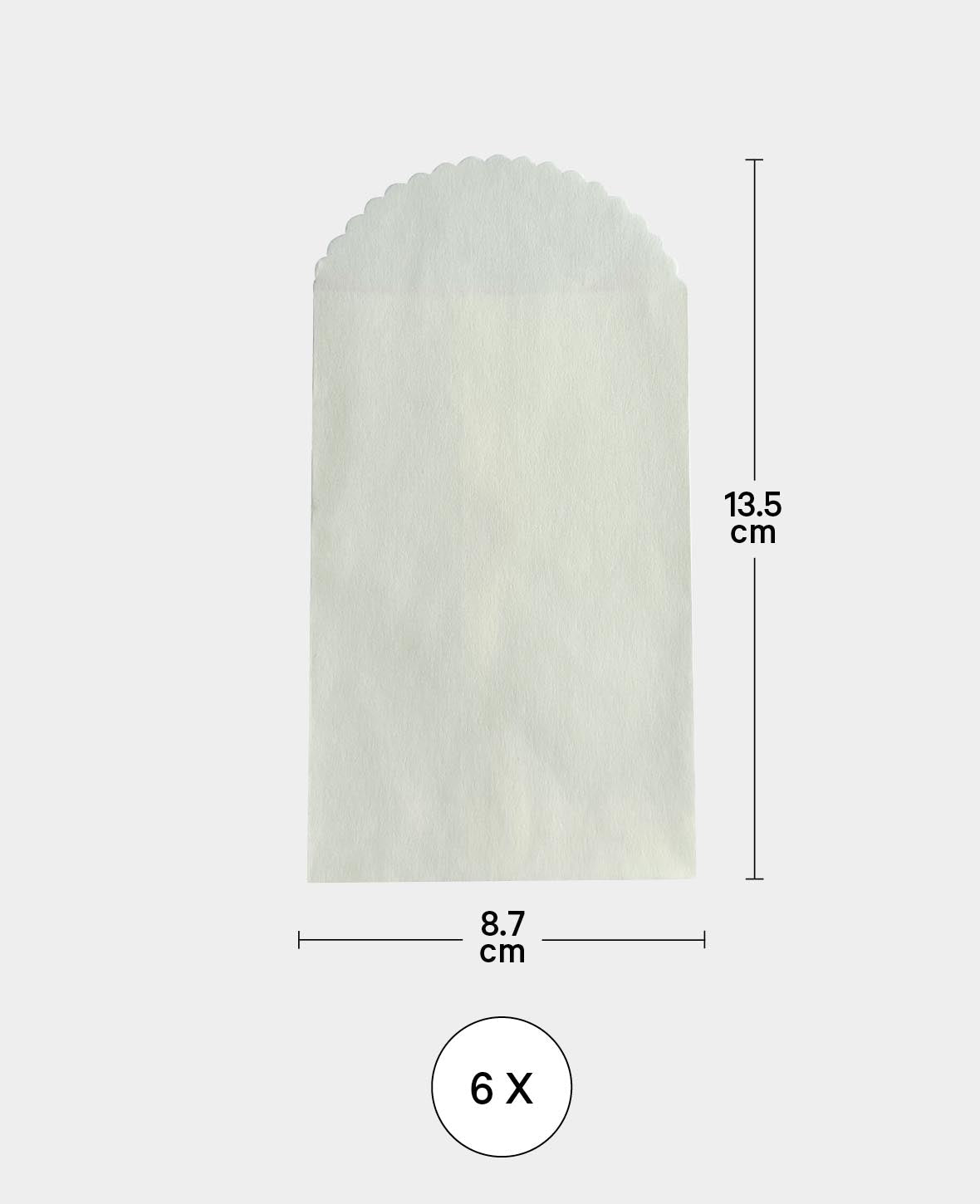 Sacs en papier, 13,5 x 8,7 cm, sacs en papier unis, blancs, 6 pces.
