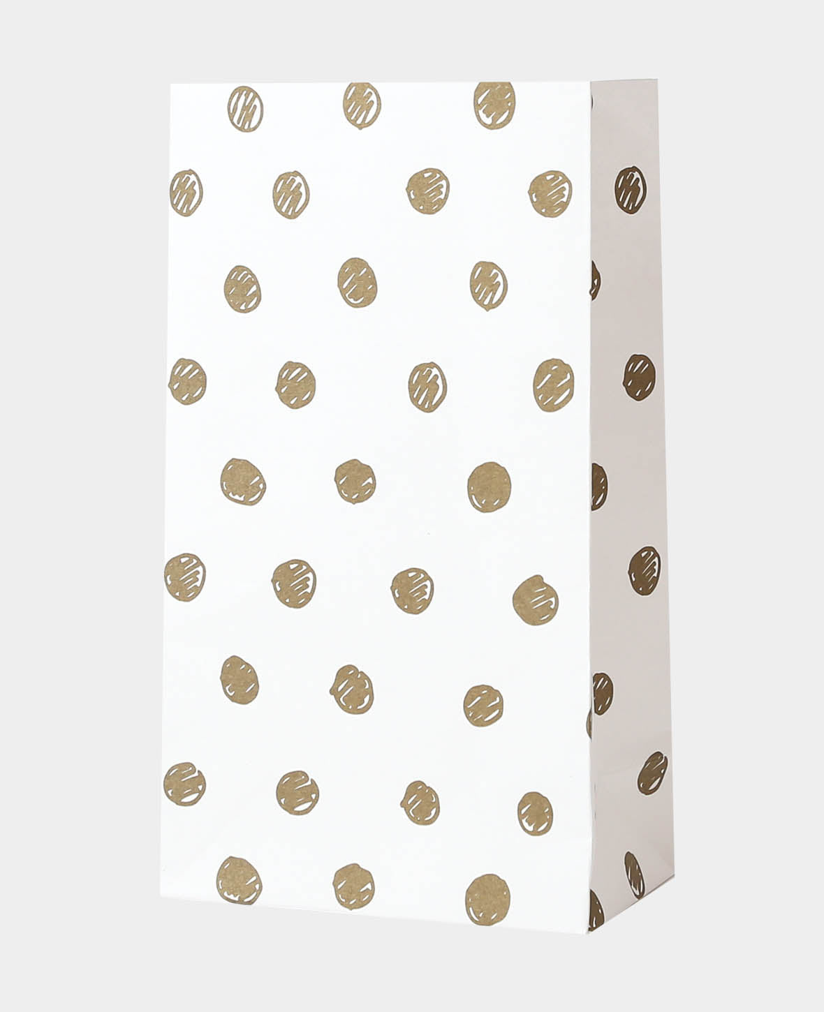 Sac cadeau à pois, sac en papier, blanc & doré 12 x 21 x 6.5 cm, 3 pcs.