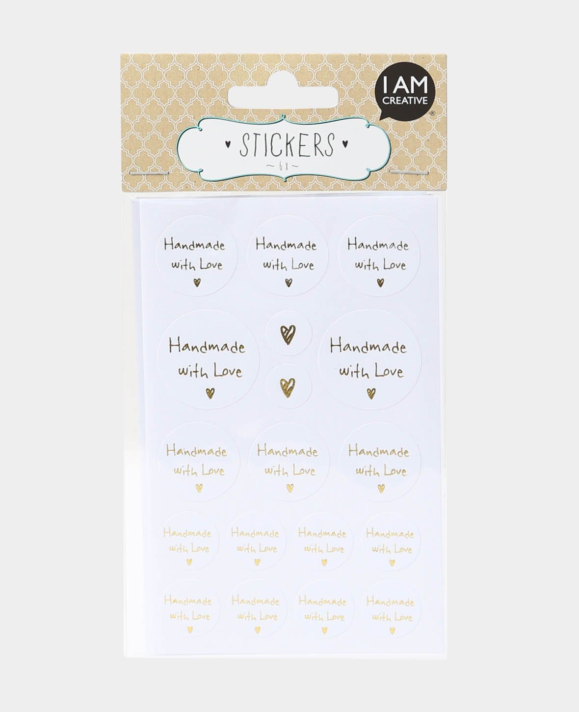 Sticker Handmade With Love, Gold, ø 15-35 mm, 108 Stk.