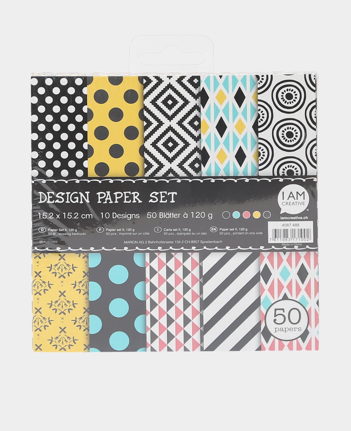 Design Papier Set II, Papierblock, 15.2 x 15.2 cm, 120 g/m², 50 Blätter