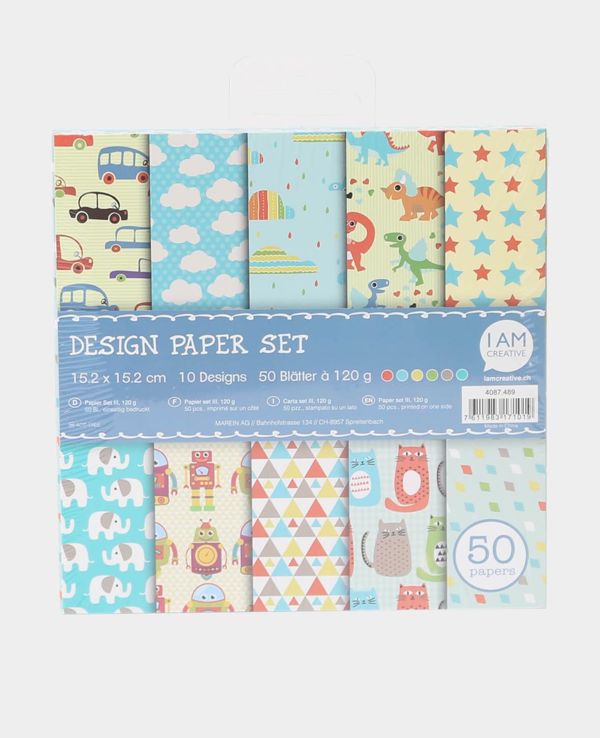 Design Papier Set III, Papierblock, 15.2 x 15.2 cm, 120 g/m², 50 Blätter