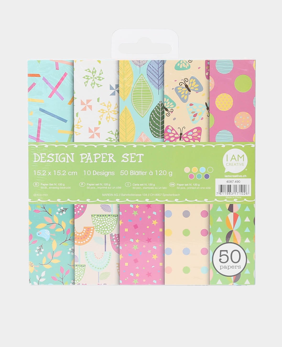 Design Papier Set IV, Papierblock, 15.2 x 15.2 cm, 120 g/m², 50 Blätter