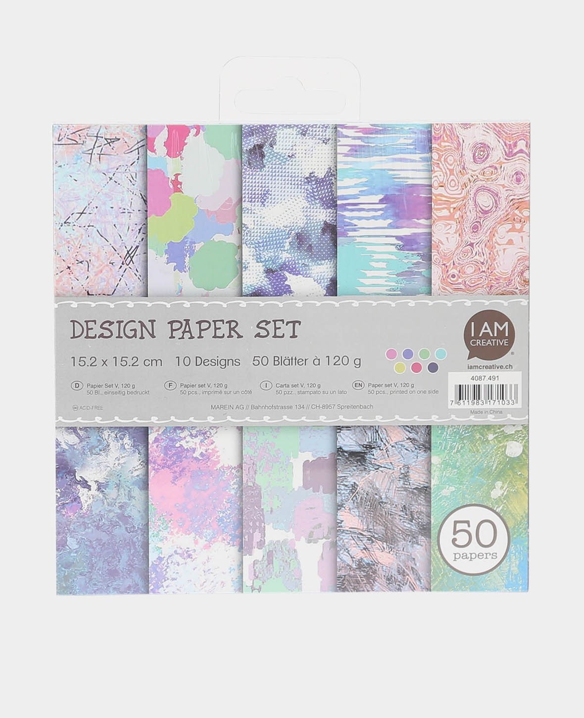Design Papier Set V, Papierblock, 15.2 x 15.2 cm, 120 g/m², 50 Blätter