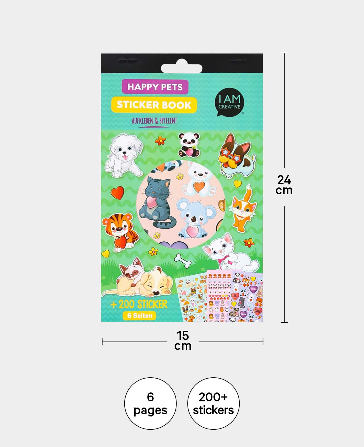 Stickerbook Haustiere, Bunt, 15 x 24 cm