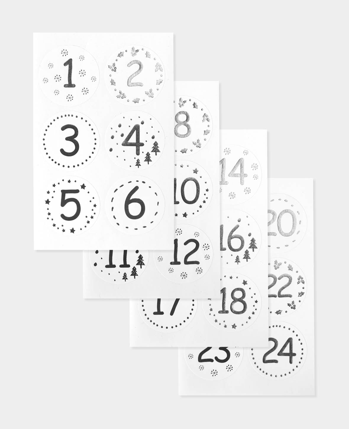 Autocollants de calendrier de l'Avent, argent