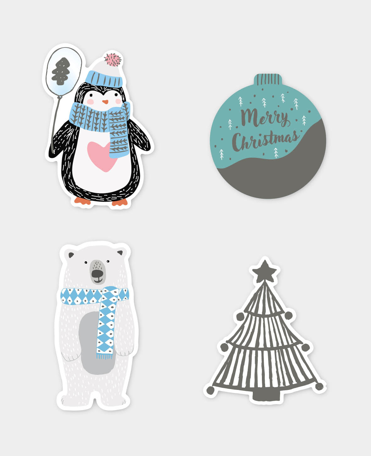 Set d'autocollants Noël II, 4 feuilles