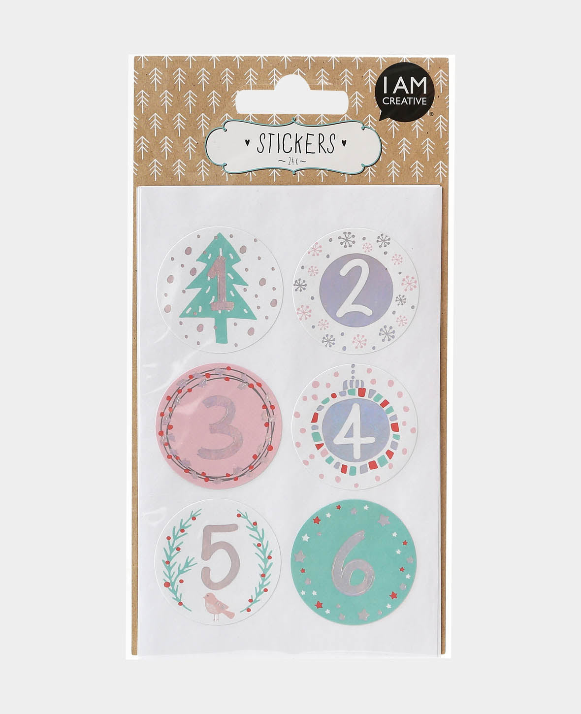 Autocollants de calendrier de l'Avent, pastel