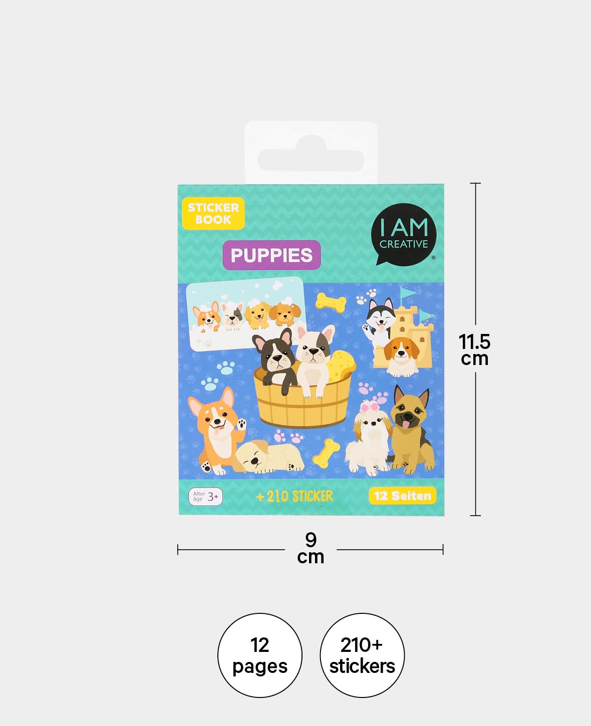 Mini carnet d'autocollants Chiots, Multicolore, 9 x 11,5 cm