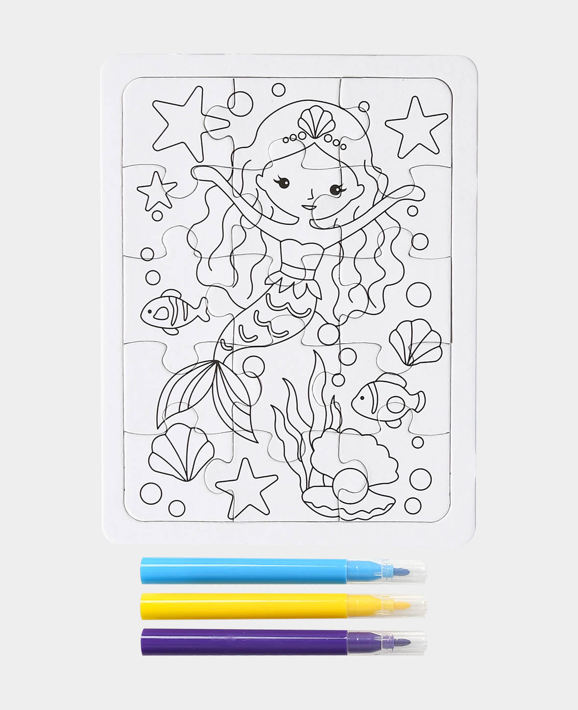 Puzzle à colorier avec 3 marqueurs, sirène