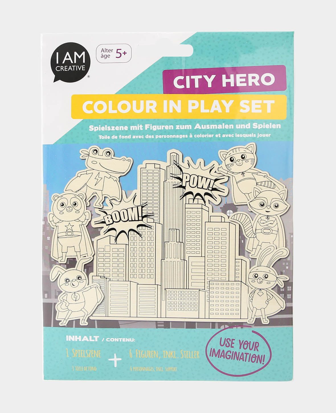 Coffret de jeu "Super-héros" en bois à peindre, 7 pièces