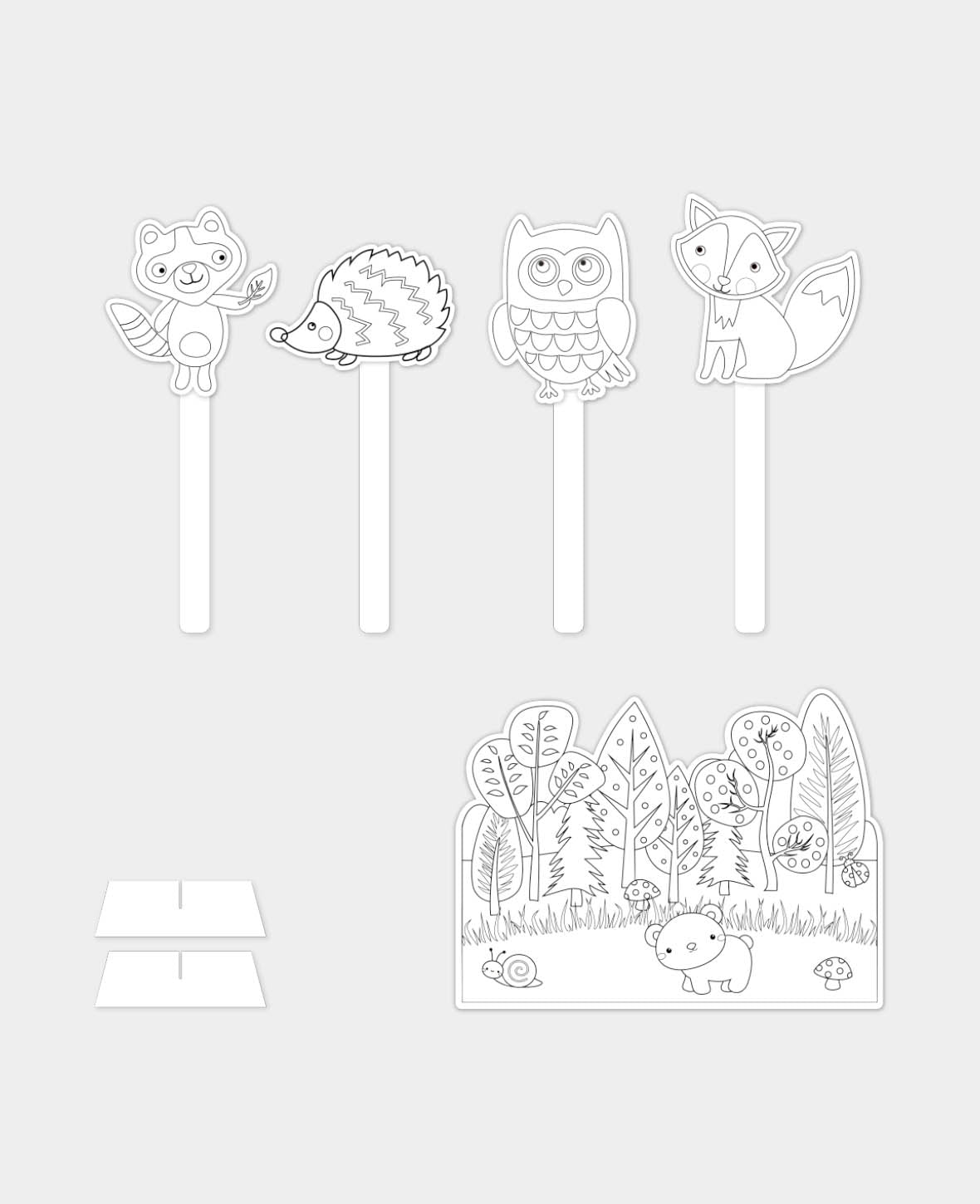 Marionnette en papier à colorier "Forêt", 5 pièces