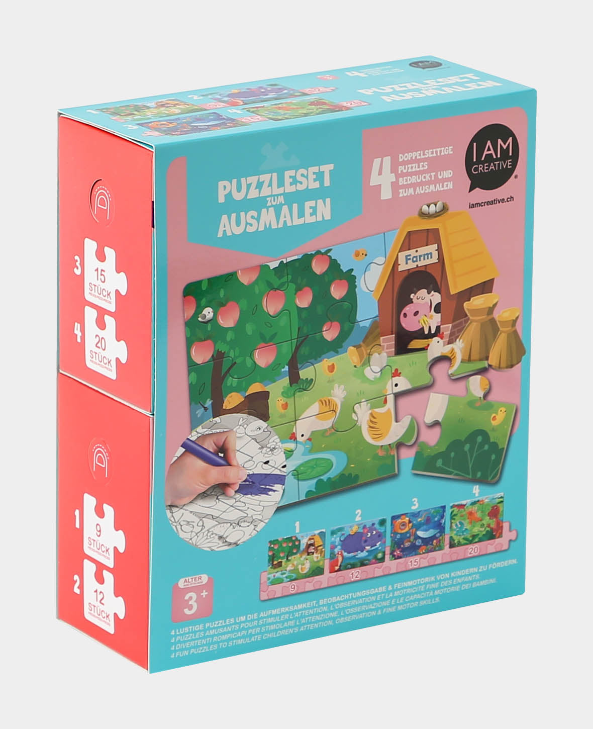 Ensemble de puzzles à colorier, 4 pièces.