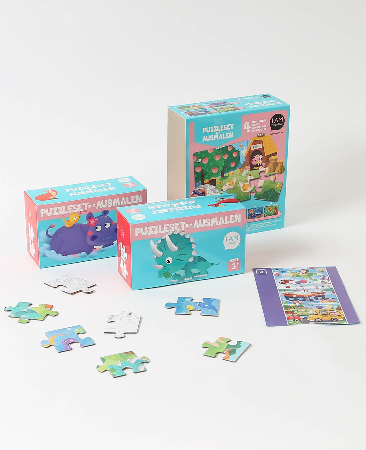 Ensemble de puzzles à colorier, 4 pièces.