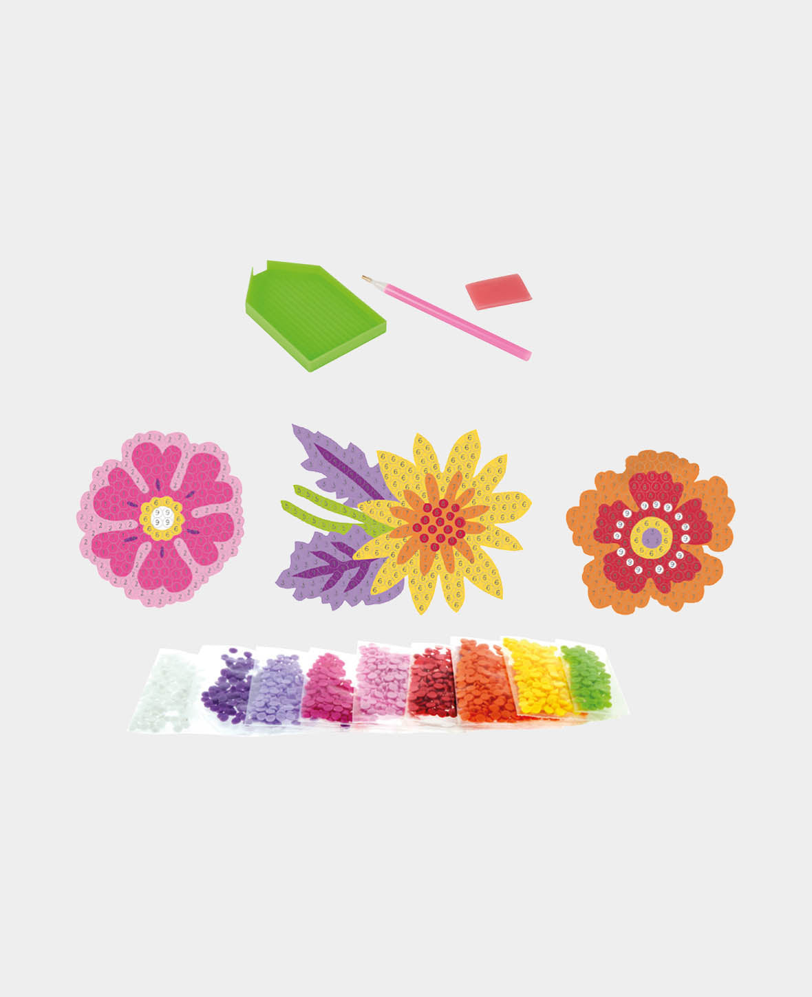 Autocollants Diamond Painting Fleurs, y compris accessoires et instructions