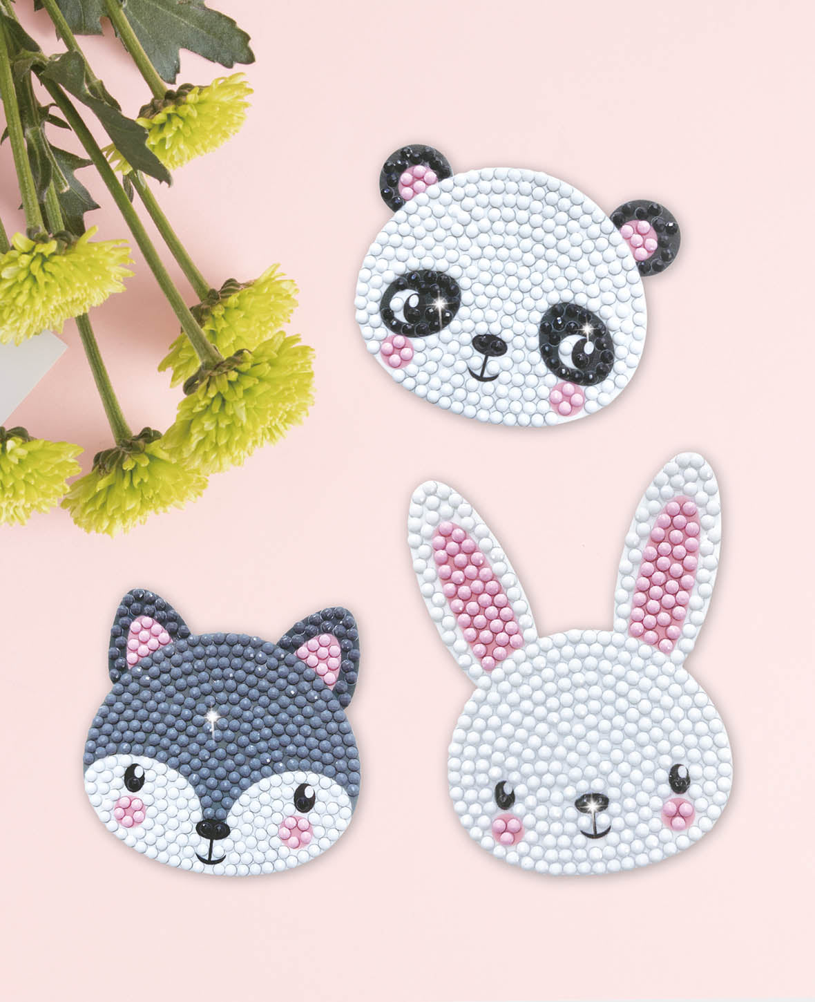Diamond Painting Sticker Pets, Hase, Panda, Dachs, inkl. Zubehör & Anleitung