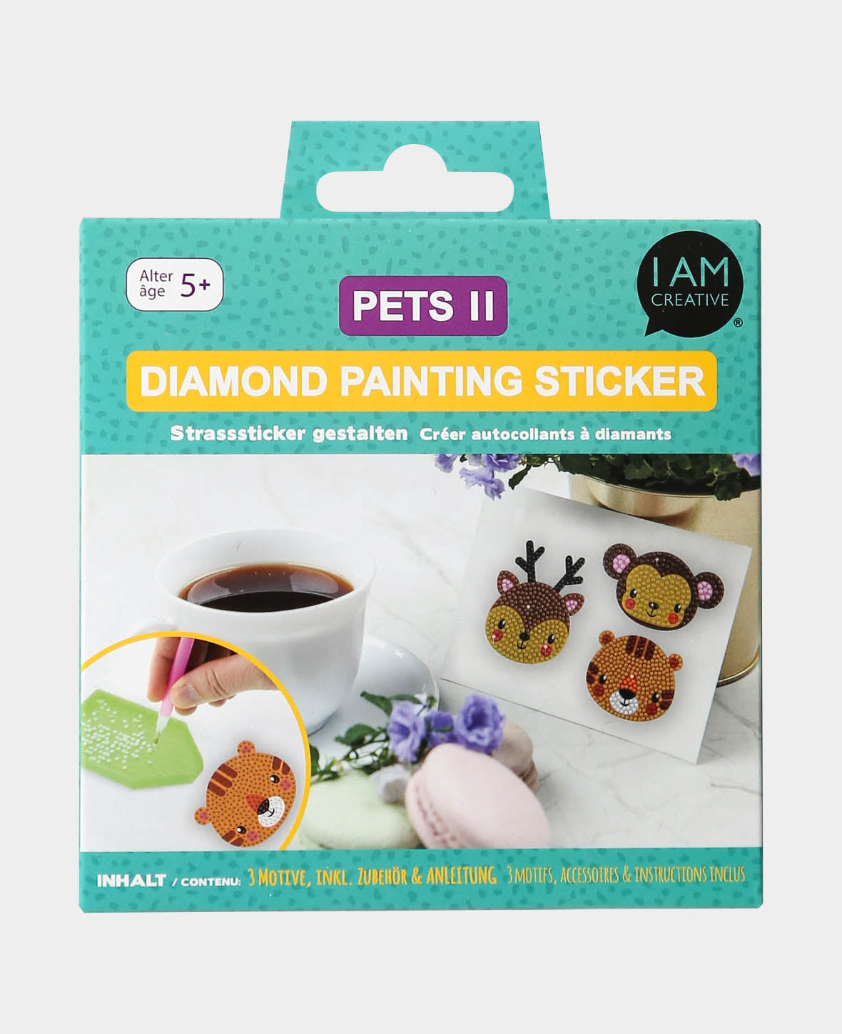 Stickers Diamond Painting animaux de compagnie, cerf, tigre, singe, accessoires et instructions inclus