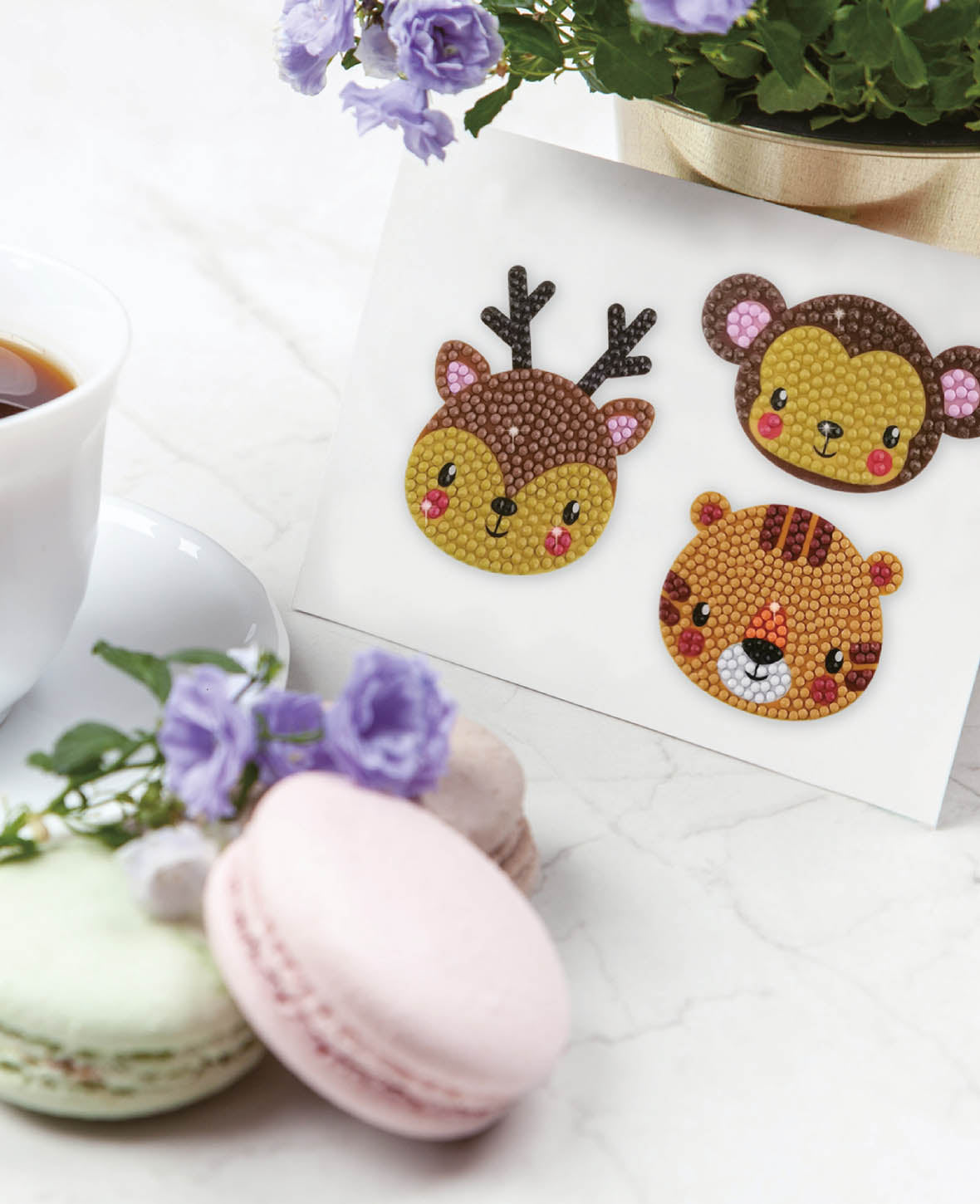 Diamond Painting Sticker Pets, Hirsch, Tiger, Affe, inkl. Zubehör & Anleitung