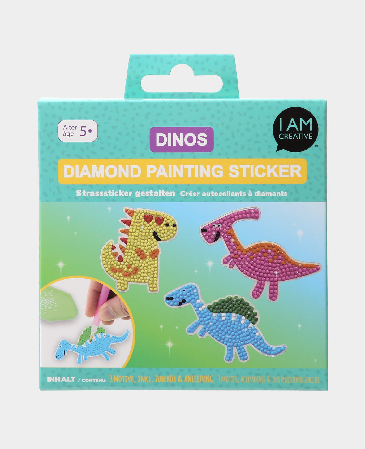 Stickers Diamond Painting Dinosaures, accessoires & manuel inclus