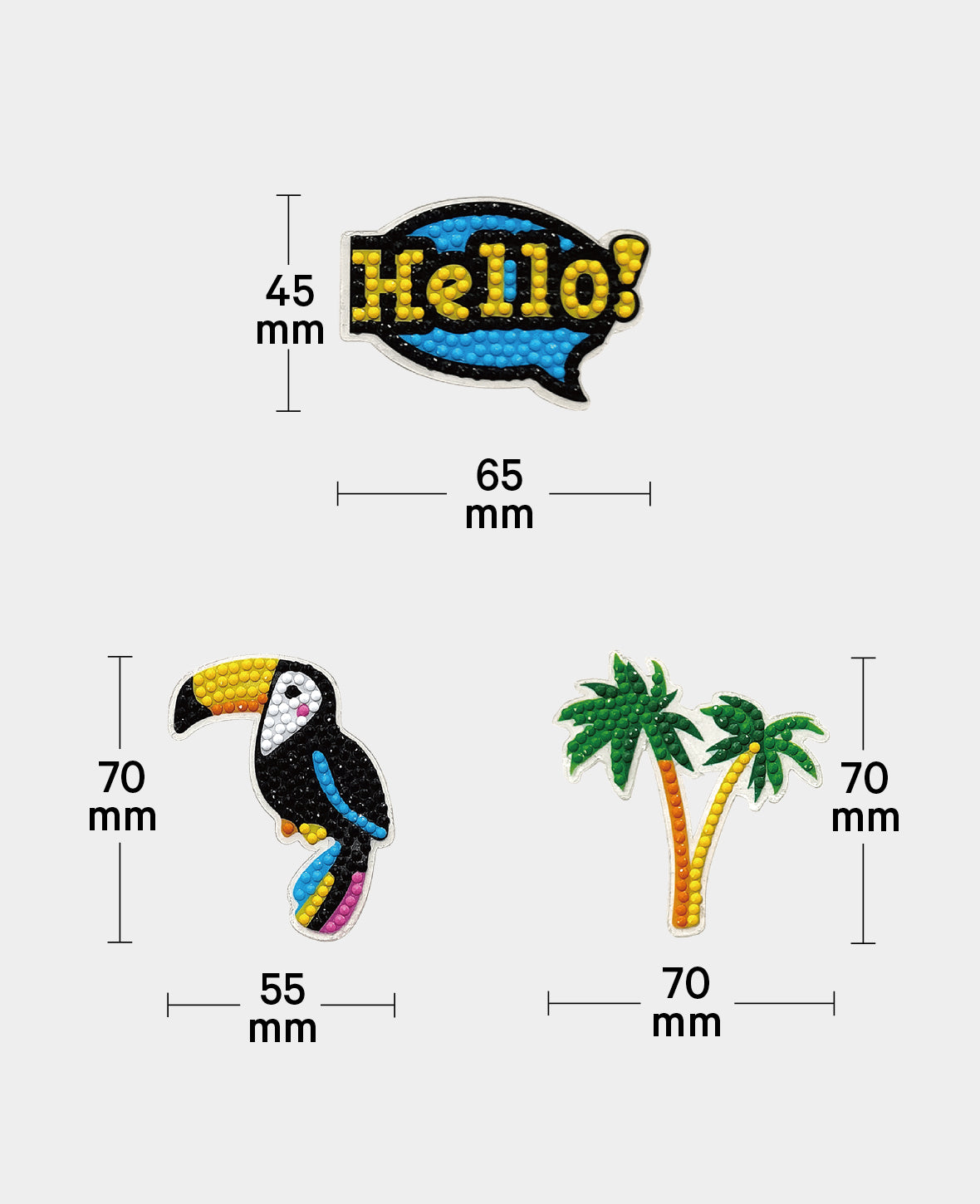 Diamond Painting Autocollant Plage, bulle de dialogue "Hello", avec accessoires et instructions