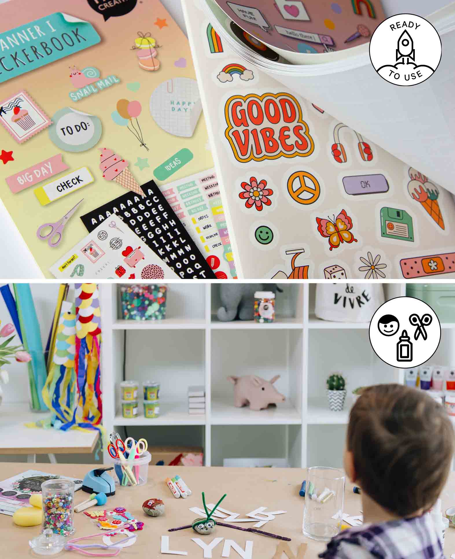 Planner Stickerbook I, Bunt, 12 x 21 cm