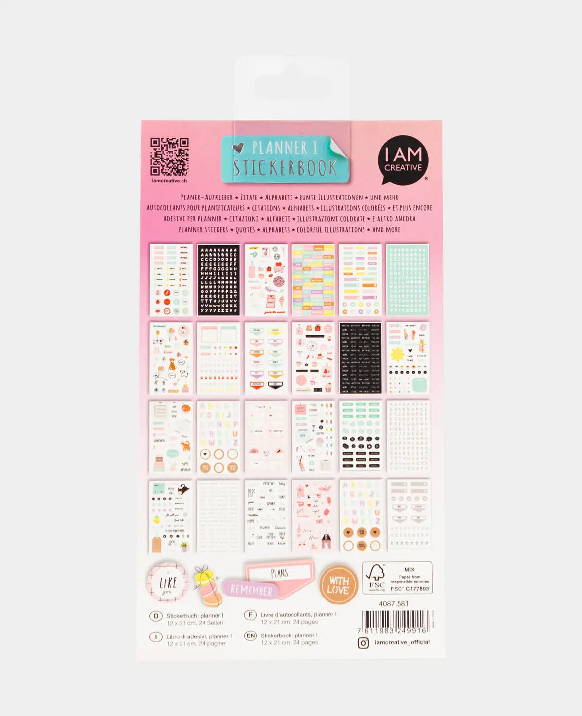 Planner Stickerbook I, Bunt, 12 x 21 cm