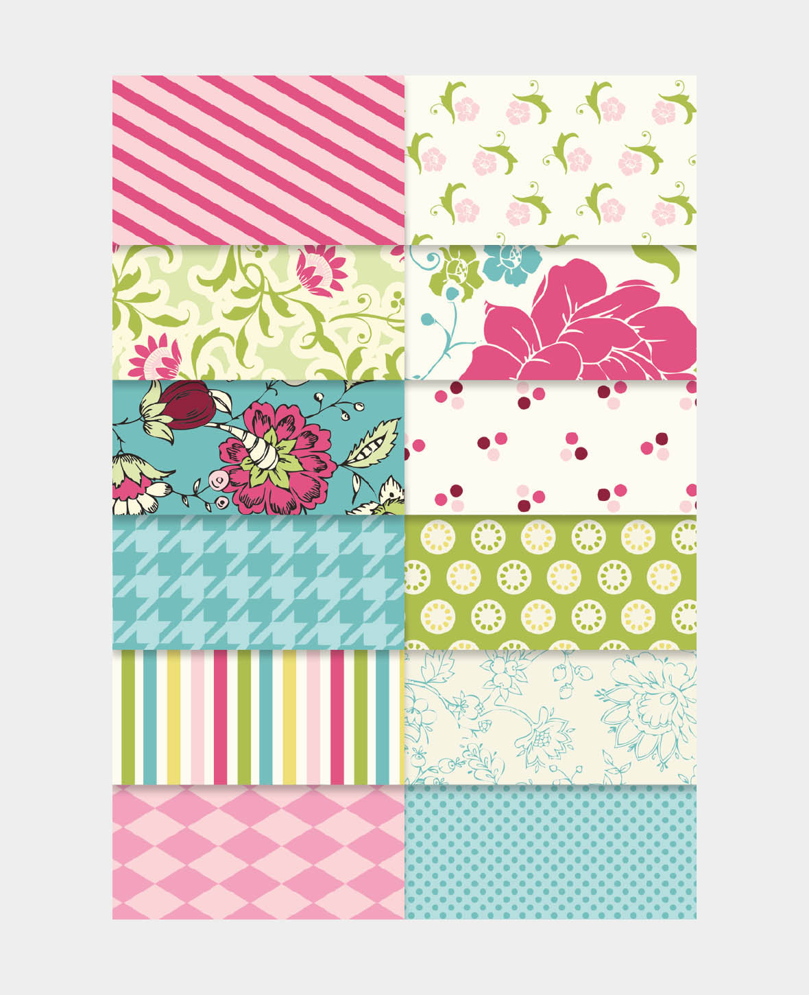 Papierblock II, mit beidseitig bedruckten Papierbögen in 12 verschiedenen Designs, 30.5 × 30.5 cm, 200 g/m², 24 Blätter