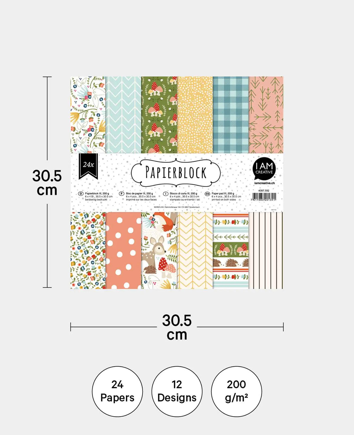 Paper pad III, 30.5 x 30.5 cm, 24 pcs.