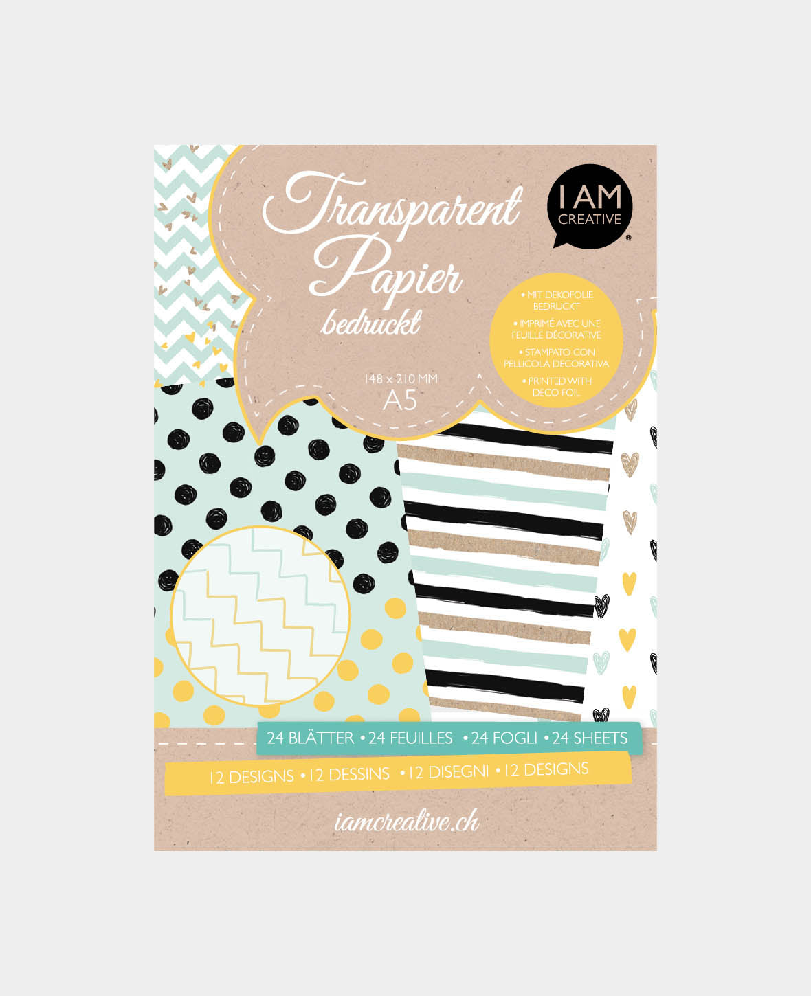 Transparentpapier bedruckt, A5, 24 Stk.
