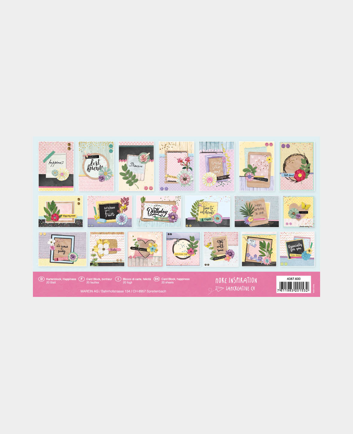 Card Block Happiness, 24.7 x 14 cm, 20 pcs.