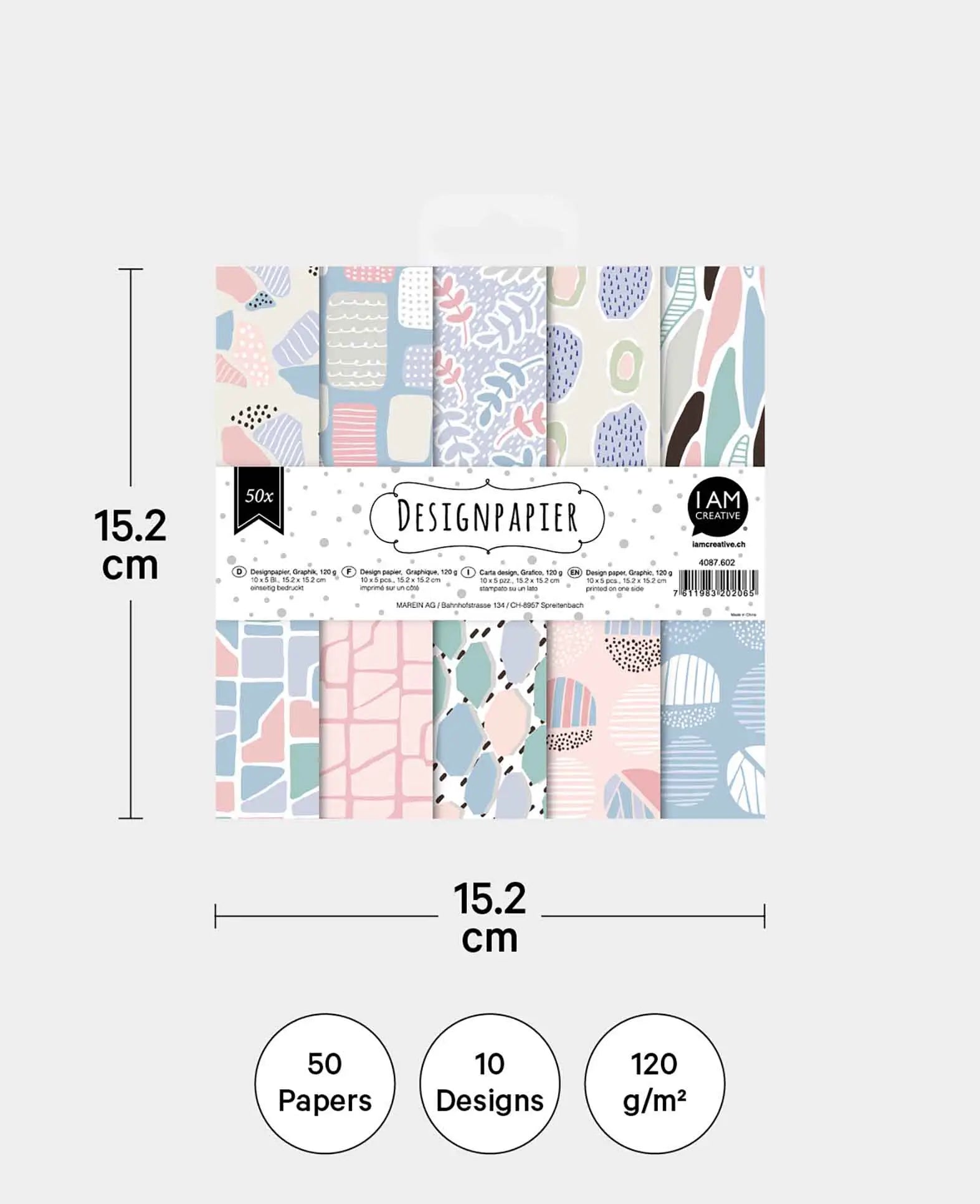 Design Paper Set Graphic, Paper Pad, 15.2 x 15.2 cm, 120 gsm, 50 sheets